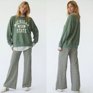 Free People | Jules Plaid Flare Pants in Green/Black 4